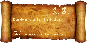Kupferstein Britta névjegykártya